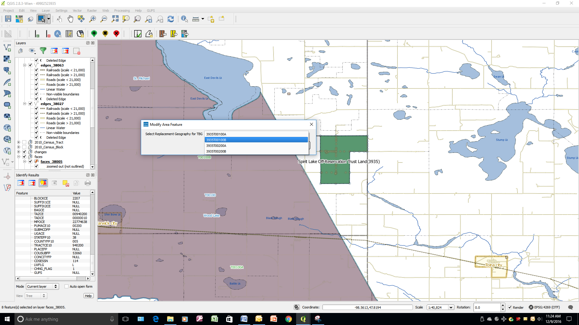 Tribal census tract or tribal block group selection