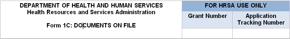 Form 1C: Documents On File. 